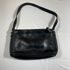 Worthington Black Shoulder Bag Purse Silver Hardware Minimalist Classic 90s